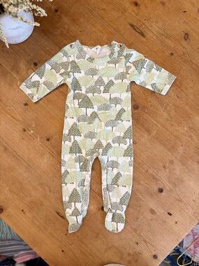 kate quinn Green Tree-Print Footed One-Piece